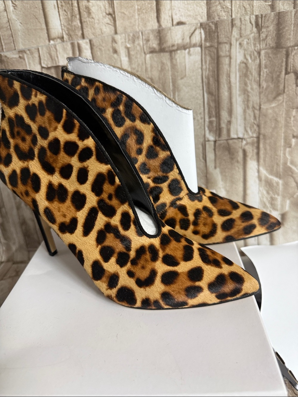 Nine West Leopard Print Pointed-Toe Stiletto Bootie Sz7.5 NWB